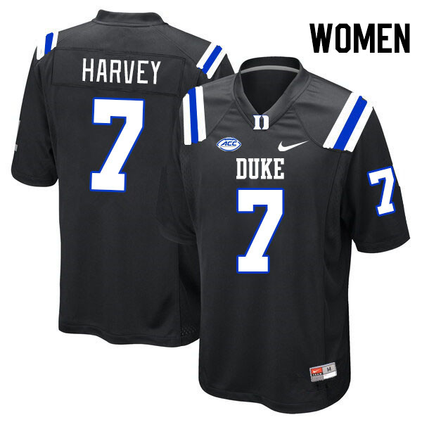 Women #7 Javon Harvey Duke Blue Devils College Football Jerseys Stitched-Black